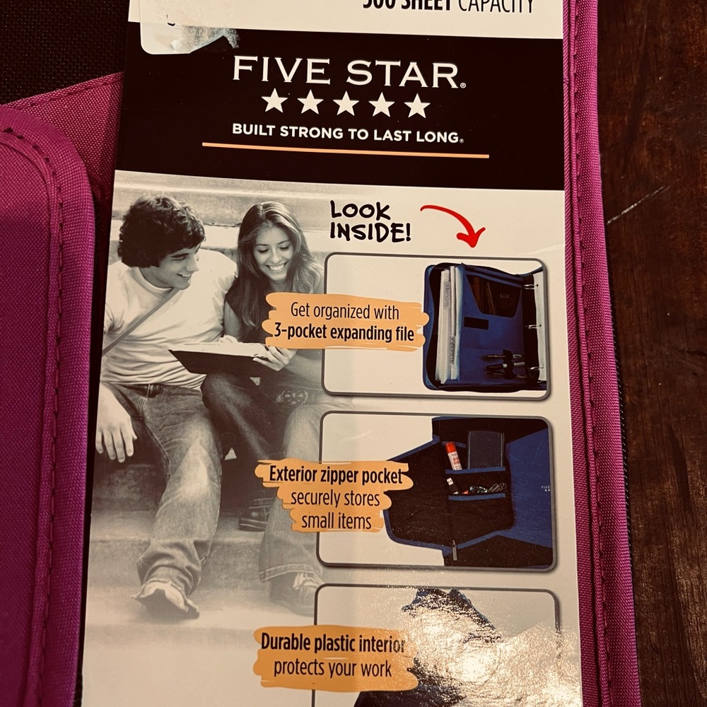Five Star Pink and Black Organizer Binder - Picture 2 of 3